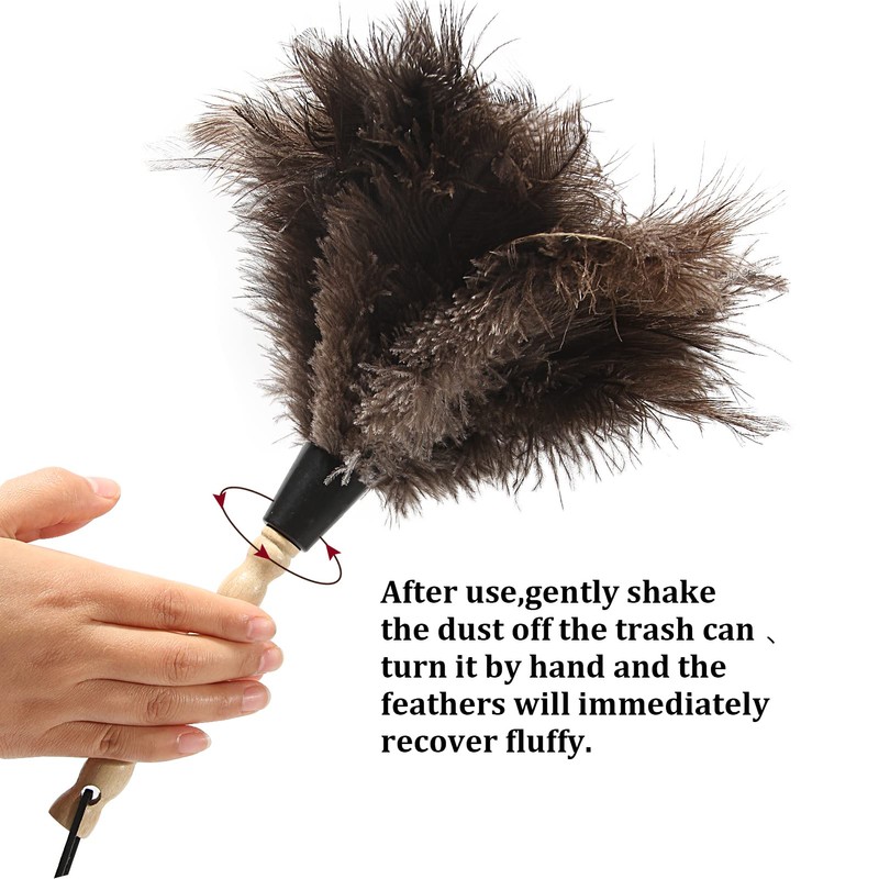 iHUFeather Ostrich Feather Duster 14 inch Feather Duster Fluffy Natural