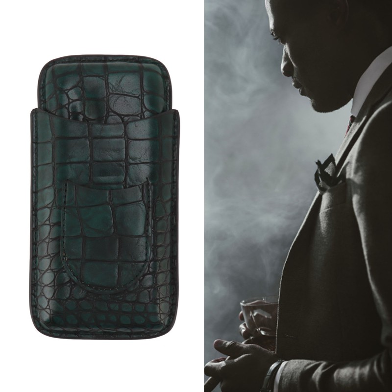 Artificial Leather Cigar Case Portable Lightweight Waterproof 3 Fingers Humidor