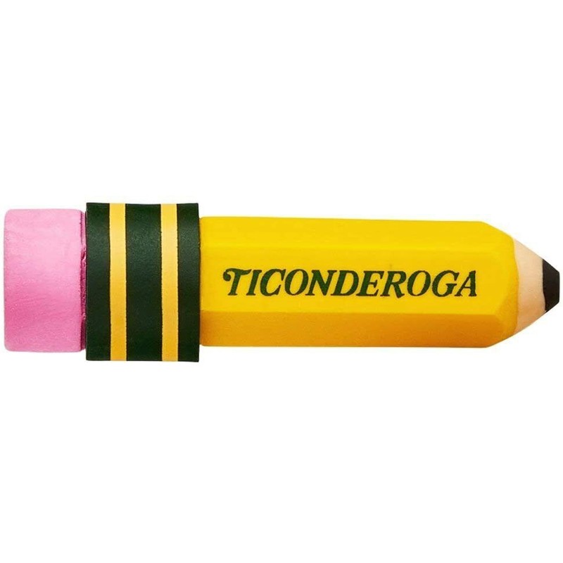 TICONDEROGA Erasers, Pencil Shaped, Latex-Free, Yellow, 1-3pak (38953)