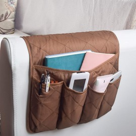 MDSTOP 5 Pockets Remote Control Holder, Magazine Rack, Space Saver Organizer, Draped Over Sofa, Couch, Recliner Armrest