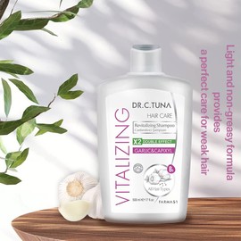 FARMASi Dr. C. Tuna Vitalizing Garlic Shampoo, Nourishing & Strengthening Formula with Garlic Extract and Capixyl, Helps Refresh Scalp & Support Fuller-Looking Hair, 17 fl oz