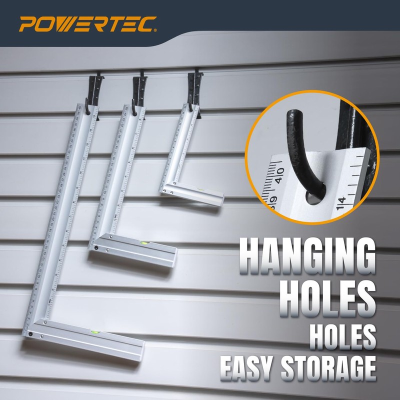 POWERTEC L Square 3pc, Try Square, 90 Degree Measuring Tools
