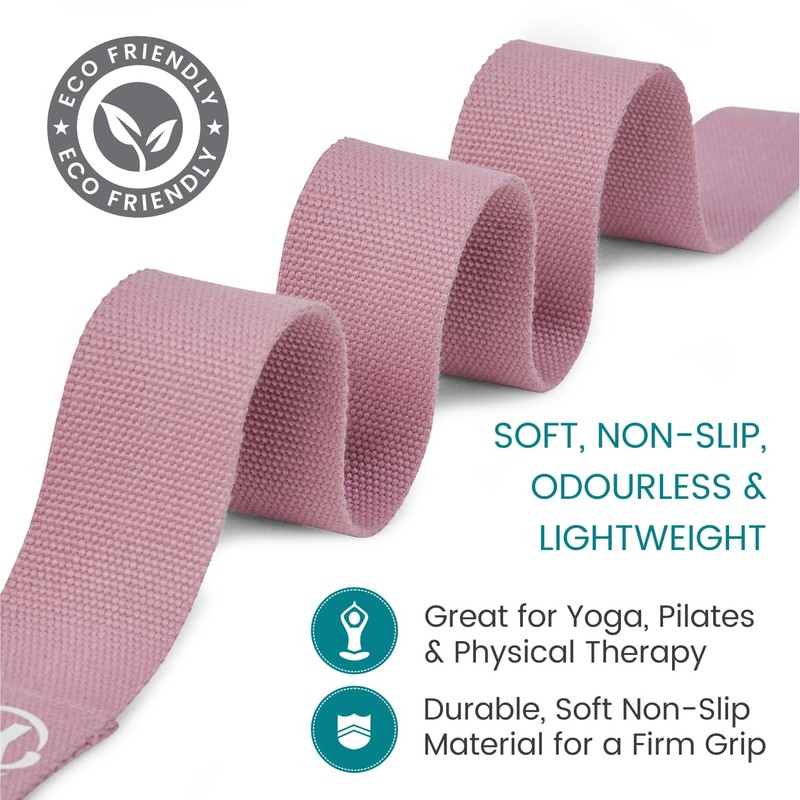 Yoga Studio Yoga Strap, 2.5m (8.2ft) Extra Long Durable Organic