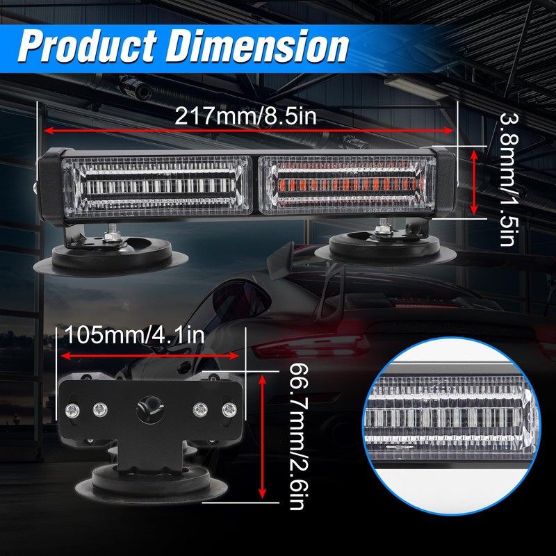 Afurkuot Red & Blue LED Flashing Beacon Light, 8.5” 12/24V