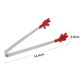 HARFINGTON Mini Food Tongs 5.67" Hand Shape Stainless Steel with Silicon Tips Small Cooking Tongs Kitchen Food Tongs Serving Tongs for Cooking Grilling BBQ Barbecue Kitchen, Red