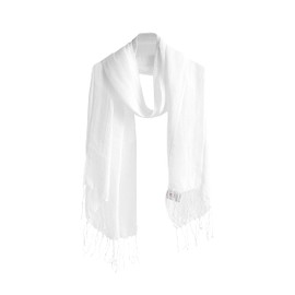 Jeelow 100% Linen Scarfs For Women Summer Lightweight Shawls And Wraps (White Linen)