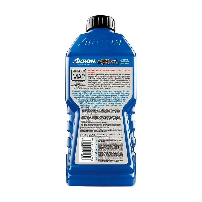 Aceite ParA MOTOR Akron 20w50 1L MINERAL