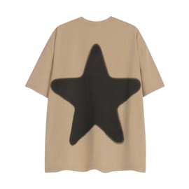 Aelfric Eden Oversized Star Graphic Tees Men Vintage Washed Heavyweight Cotton Trendy Streetwear T Shirts Unisex Khaki L