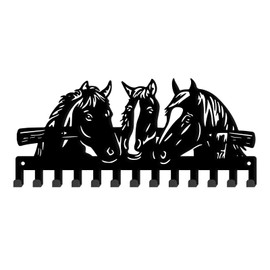 SUPERDANT Key Holder with Horse Motif Wall Mount Key Hanger with Farm Animals 13 Hooks Farmhouse Key Holder Key Rack Key Hook for Dog Lead Key Organiser