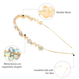 Norbiariz 4 Pack Gold Rhinestone Headbands Diamond Headdresses Hair Accessories Headbands for Women Non Slip Headband Girls Fashion Cute Head Bands for Women's Hair Tiaras