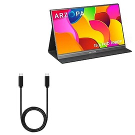 BoxWave Cable Compatible with Vilva Portable Monitor V156F1 (15.6") - DirectSync PD Cable (3ft) - USB-C to USB-C (100W), Type C Braided 3ft Charge and Sync Cable - Jet Black