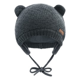 SEYUFN Babymütze, für Jungen und Mädchen, gestrickte Hündchen für Babys und Kleinkinder, mit Fleece-Futter, 0-36 Monate(Grau-2, 6-12 Monate)