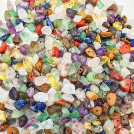 Natural Chips Stone Beads 5-8mm,400PCS Irregular Gemstones Healing Crystal Bead Hole Drilled for DIY Bracelet Earrings Necklace Jewelry Making Crafting. (Mixed Color)