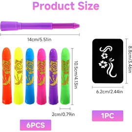 6Pzs Pintura De Cara De Neón Brillante UV, 6 Colores Pintura Corporal Ceras – Lavable, No Tóxico, Cera Lápiz UV Neón Para Rostro Y Cuerpo. Ideal para Cuerpo Mardi Gras, Fiesta De Disfraces
