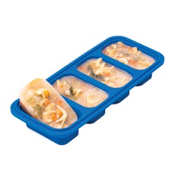 HIC Kitchen Prep-N-Freeze Portion Tray with Lid, Collapsible European-Grade Silicone, 4-Sections Hold 6-Ounces Each