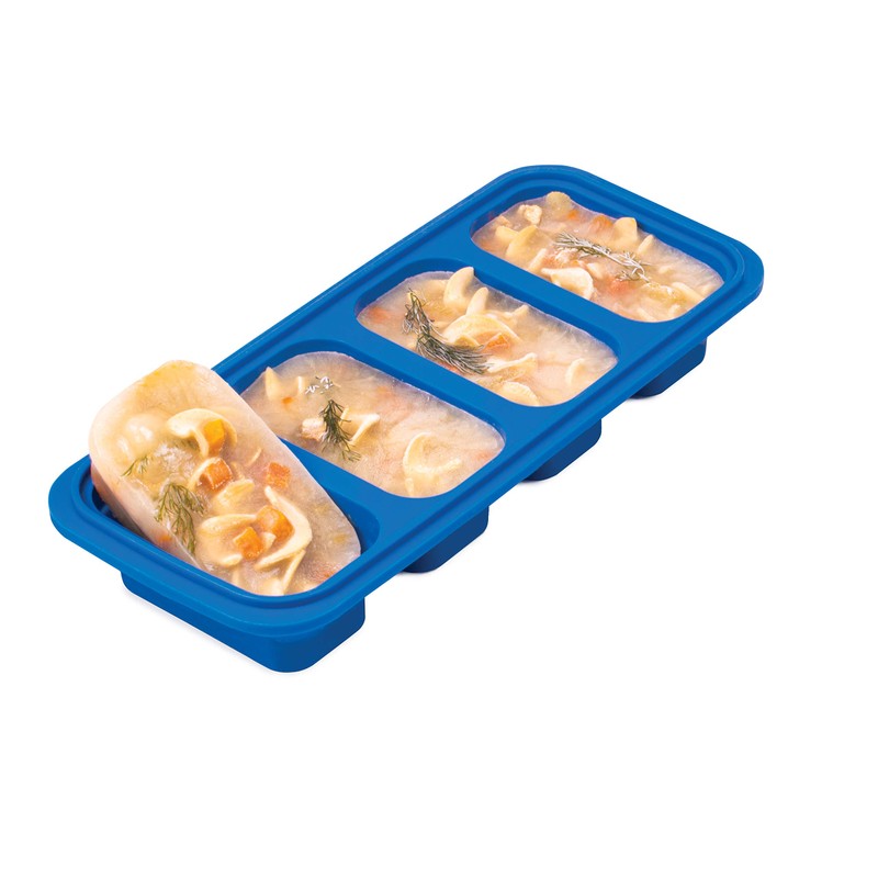 HIC Kitchen Prep-N-Freeze Portion Tray with Lid, Collapsible European-Grade Silicone,