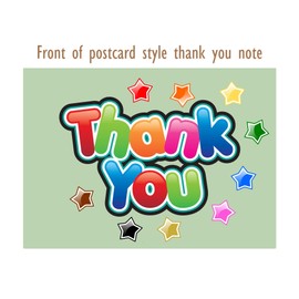Eco-Friendly, Recycled Thank You Note Cards - 20 Simple Colourful Thank You Notes with Matching Green Recycled Envelopes