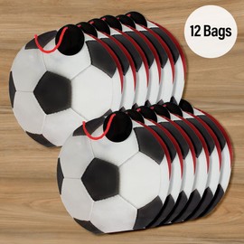 DESIGNERGREETINGS Designer Greetings Glitterwrap Soccer Ball Gift Bags (Pack of 12 with Hang Tags) – Perfect for Soccer Fans, Birthdays, Teams, Sport Themed Party, Goodie Bags