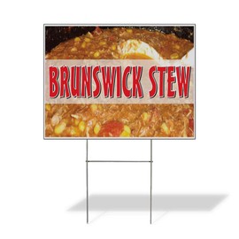 Fastasticdeals Weatherproof Yard Sign Brunswick Stew Restaurant Cafe Bar Brown Lawn Garden Bistros & CAF S 18x12 Inches 2 Sides Print