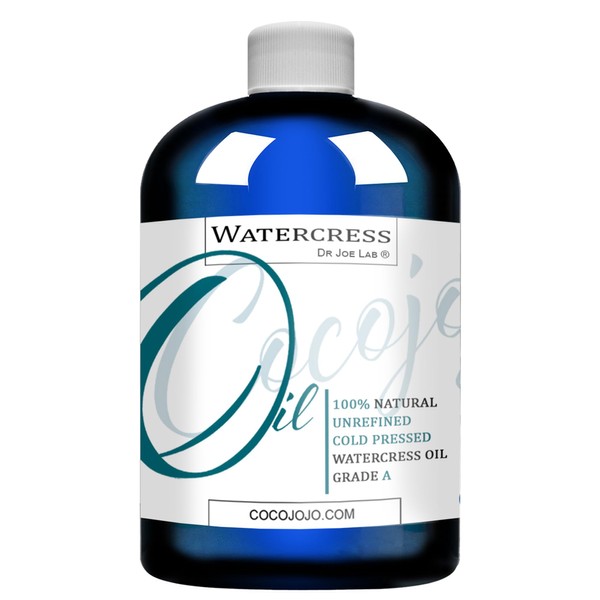 Dr Joe Lab Watercress Seed Oil - Arugula Oil - 8 oz 100% Pure Unrefined Cold Pressed Non GMO Vegan - Premium for Hair Face Skin Body Nail Natural Hydration Moisturizer Nourishing- Packaging May Vary