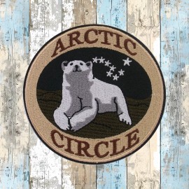 Blue Heron Arctic Circle Patch Embroidered Iron-on Applique Alaska Nature Badge Polar Bear - 3.5 Inches, Iron-on/Sew-on