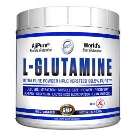 Hi Tech Pharma Glutamina Ultra Pura Ajipure 500 Gr Sin Sabor  Pure L-Glutamine Powder, Unflavored, 500g                                               
