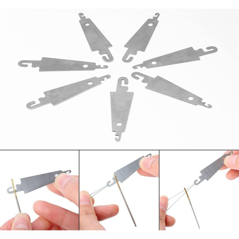BOBOZHONG Needle Threader, 100 Pieces Stainless Steel Needle Threader, Large-Eye