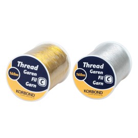 KORBOND Metallic Thread, Gold/Silver, 160 m