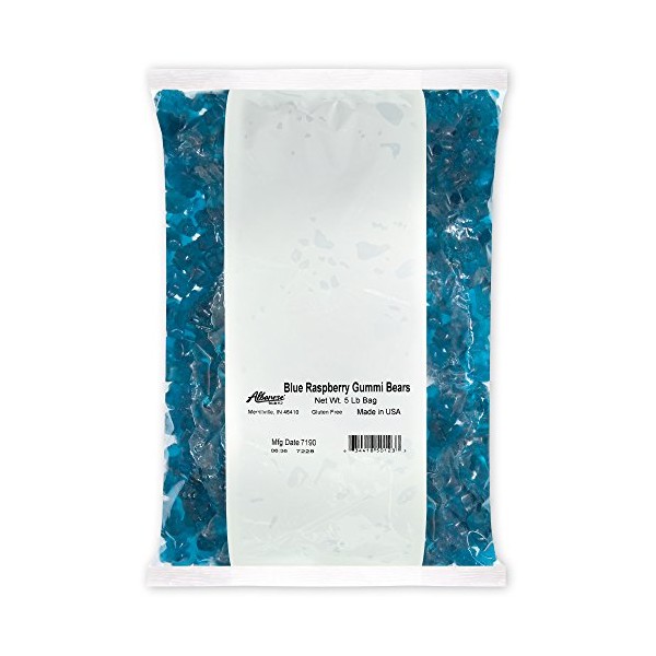 Albanese Candy Blue Raspberry Gummi Bears, 5 Pound Bag, Blue