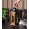 Large Farmhouse Decorative Wooden Lantern Set of 2, Rustic Brown