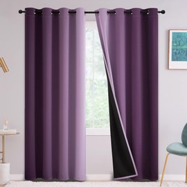 Yakamok - Cortinas opacas 100% moradas para recámara, cortinas de oscurecimiento de habitación degradadas para sala de estar, cortinas de ventana con ojales de 84 pulgadas de largo, cortinas y