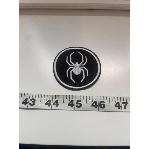 Unbranded Spider Patch Iron On Black And White Round 2