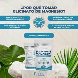 Glicinato de Magnesio en Polvo Sin Sabor Naíma Vegano Sin Gluten 150g                                                                                 