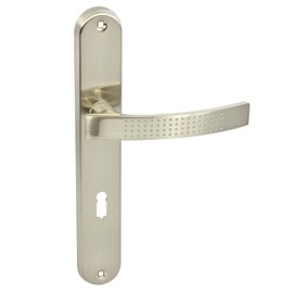 domino ALMA ECO M9 Door Handle Set BB Deadlock Set | Long Plate Set | Door Handle for Room Door, Office Door, Cellar Door & Interior Door | L-Shape | Aluminium Door Fittings | Nickel