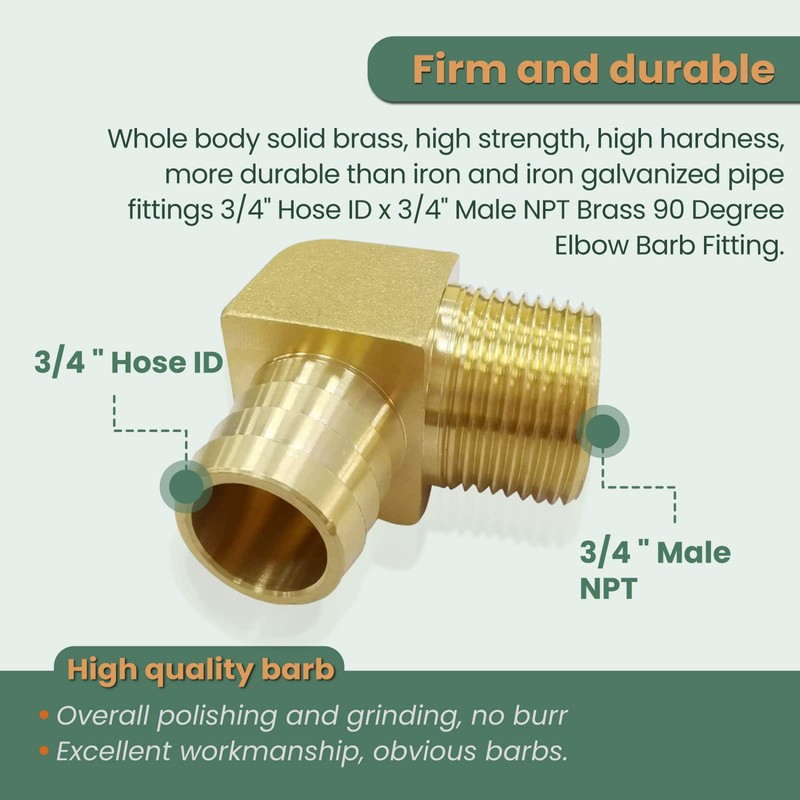 gotonovo 3/4" Hose ID x 3/4" Male NPT MNPT 90