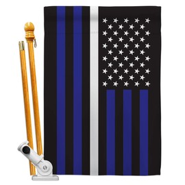 Americana Home & Garden US Thin White Line House Flag Set Armed Forces EMT Paramedic EMS Nurse Emergency Medical Technician Supoort Decoration Banner Small Garden Yard Gift Double-Sided, Made in USA
