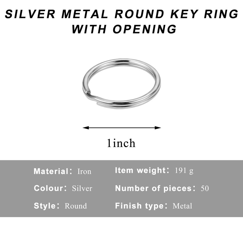 MUQIDA 50PCS Split Key Ring, 1 inch 25mm Heavy Duty