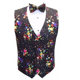 David's Formal Wear Mardi Gras Dots Tuxedo Vest and Bowtie Size Medium