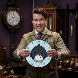 Penguin Children's Wall Clock Aluminium Beautiful Clock for Children's Room with Animal Motif as Children's Clock or Cute Decoration in Children's Bedroom