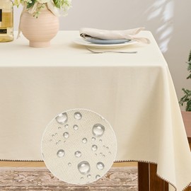 Simple&Opulence Rectangular Table Cloth 140 x 200cm,Cotton Canvas Tablecloth,Waterproof Wrinkle Resistant Wipeable Table Cover for Kitchen Dinning Outdoor,Natural