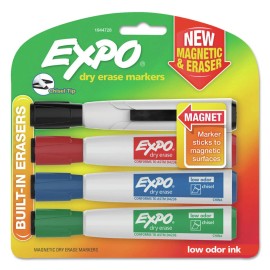 EXPO 1944728 Broad Chisel Tip Magnetic Dry Erase Marker - Assorted (4/PK) New