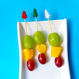 ZAYOIZY 100pcs Bamboo Cocktail Picks Toothpicks Skewers Appetizers Picks Fancy Party Food Fruit/Skewers for Christmas Charcuterie Cups/Sandwich/Cheese/Meat