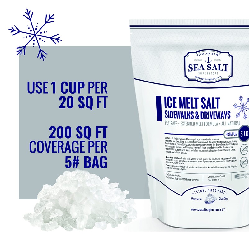 Ice Melt Salt for Sidewalks and Driveways - All-Natural Sea