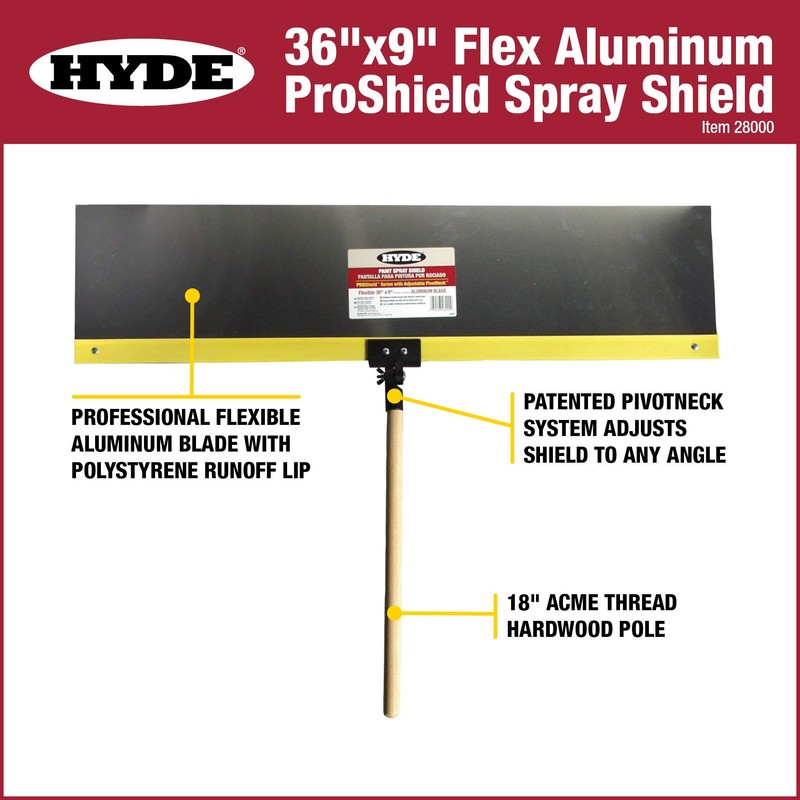 Hyde 28000 Proshield Flexible Labeled Spray Shield, 36 in L