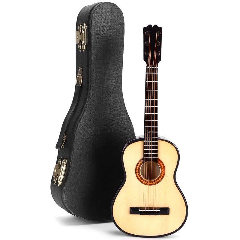 Miniature Wooden Classical Guitar Model with Stand Musical Instrument Ornaments