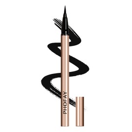 PHOFAY Vegan Eyeliner Liquid - Super Fast-Drying, Ultra-Waterproof & Smudge-Proof, Flexible Brush with Double-Layer Cap (Black)