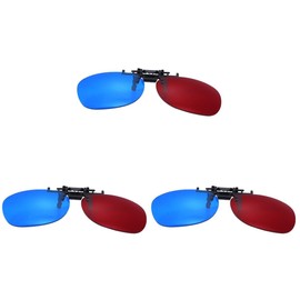 Milisten 3pcs Clip-on 3D Glasses: Red Blue Glasses for Movies and Gaming - Lightweight Cyan Anaglyph Myopia Special Stereo Frame Compatible with All Face Shapes