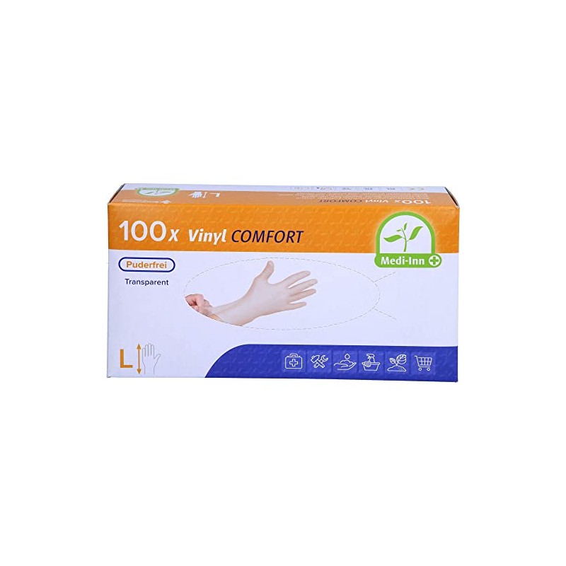 Disposable Vinyl Gloves Powder-Free L Pack of 100
