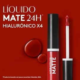 ésika – Labial Hidracolor Mate Edición Limitada 6 ml, Acabado Mate, 4X Ácido Hialurónico, Hidratación 36H, No Transfer 24H, Color Intenso y Larga Dura