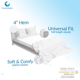 800 Thread Count 100% Pure Egyptian Cotton – Sateen Weave Premium Bed Sheets, 4- Piece White California King- Size Luxury Sheet Set, Fits mattresses Upto 18” deep Pocket